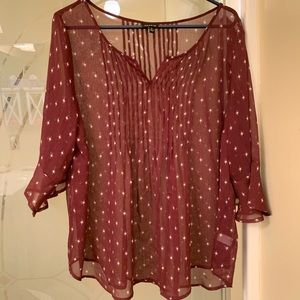 3 for $25 Torrid - Burgundy Pintuck Chiffon Blouse
